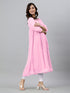 Pink Dobby Chiffon Self Design Flared Kurta